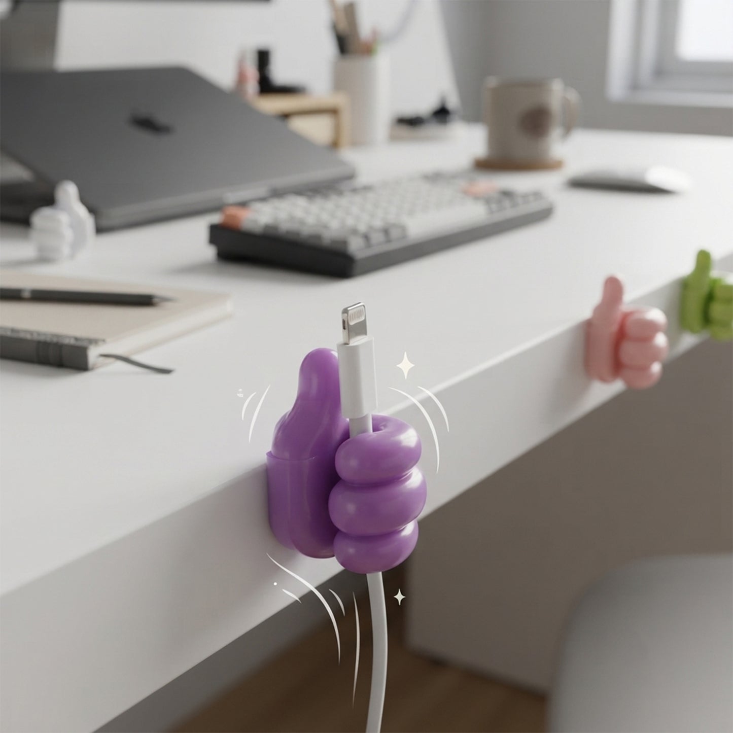 Adhesive wire holder securing charging cable