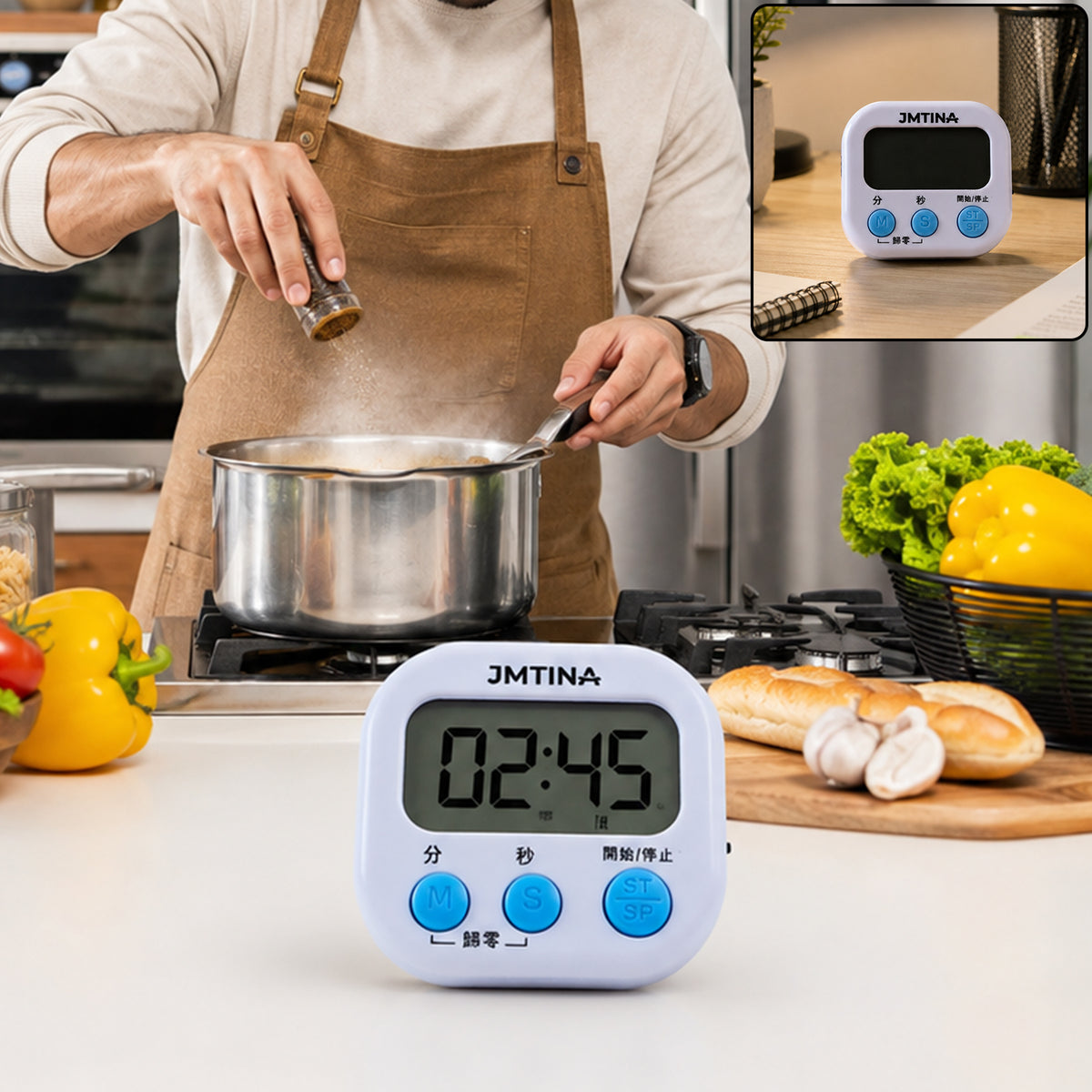 Digital kitchen timer for cooking and baking