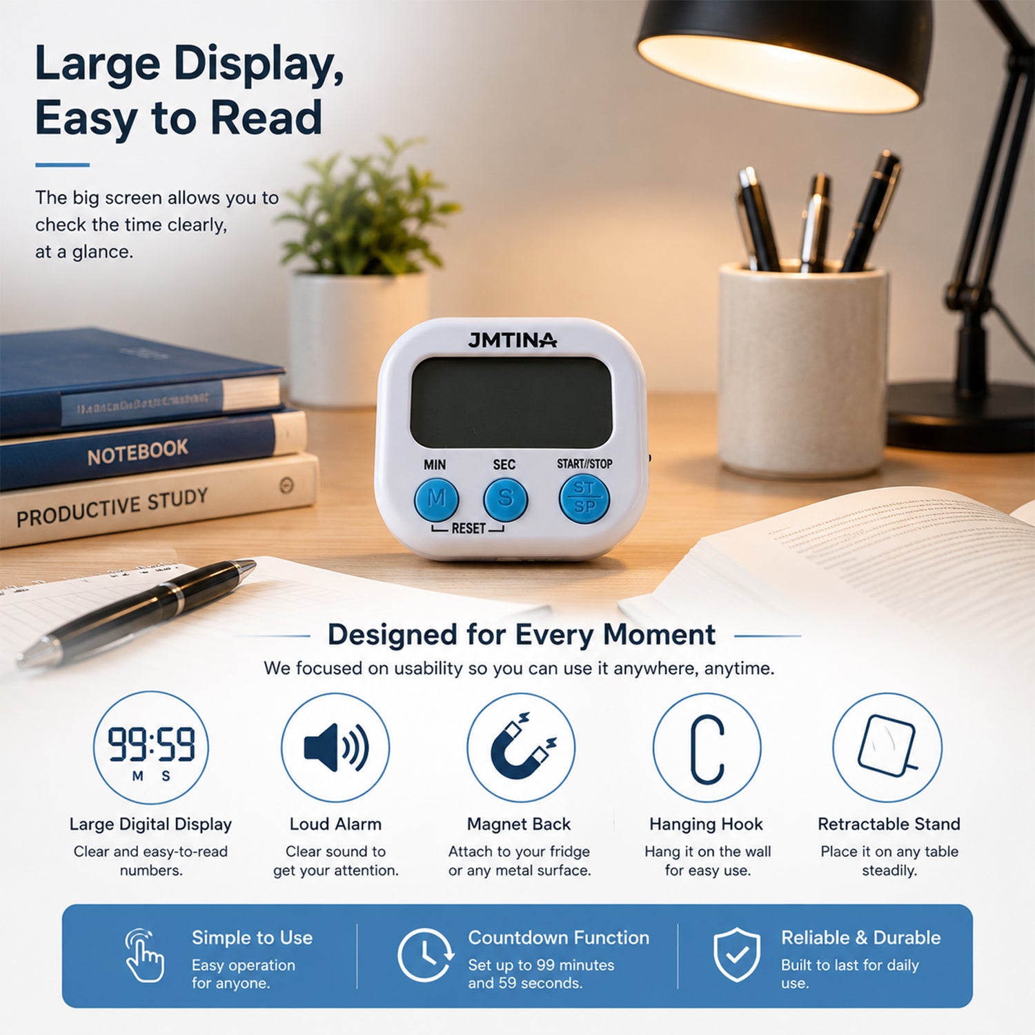 Digital timer features and large display