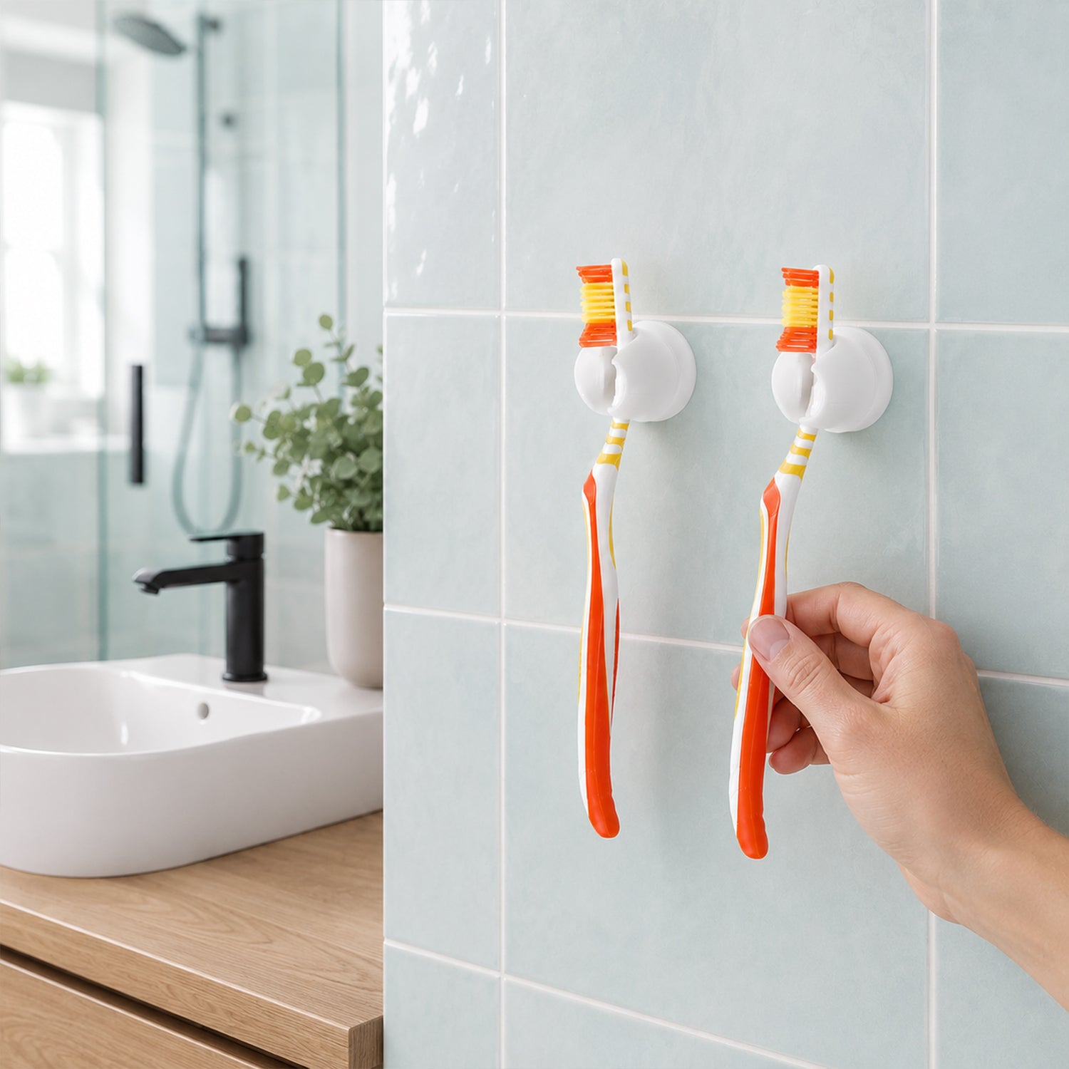 Toothbrush holder clip features