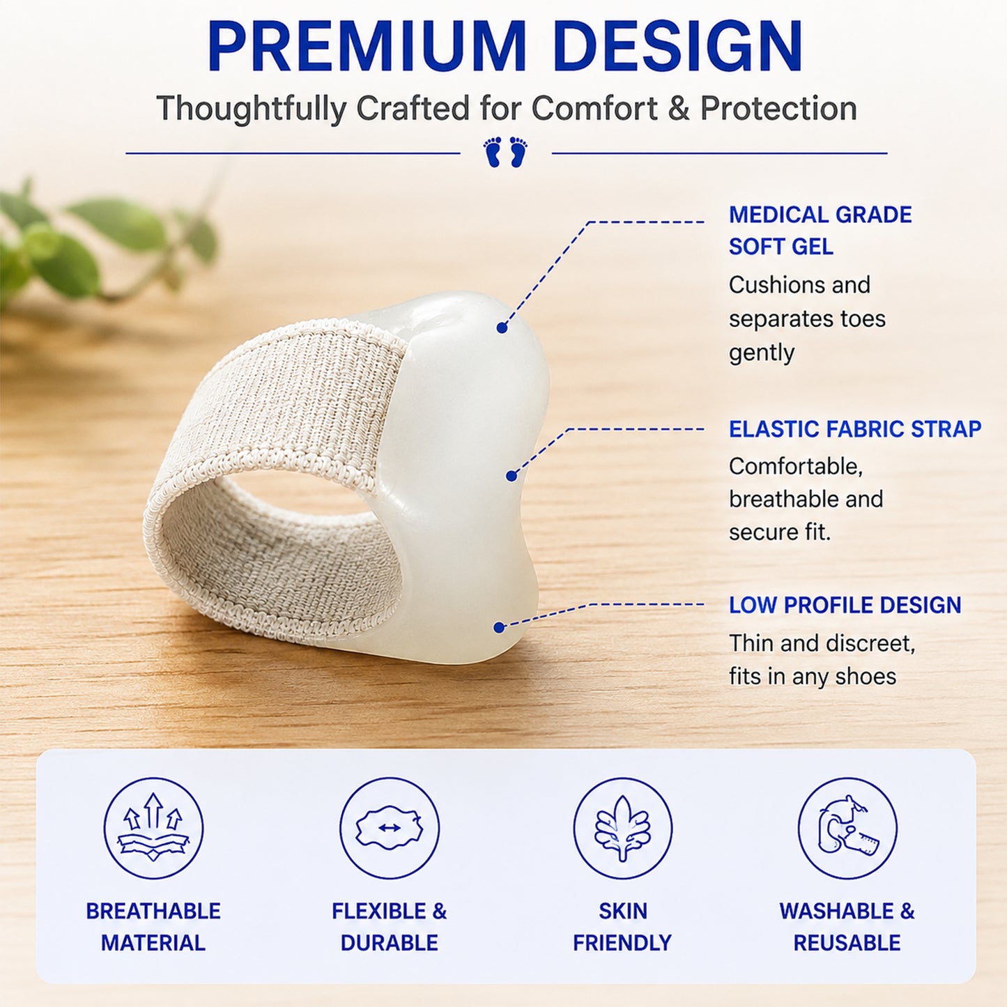 Toe spacer support feature view