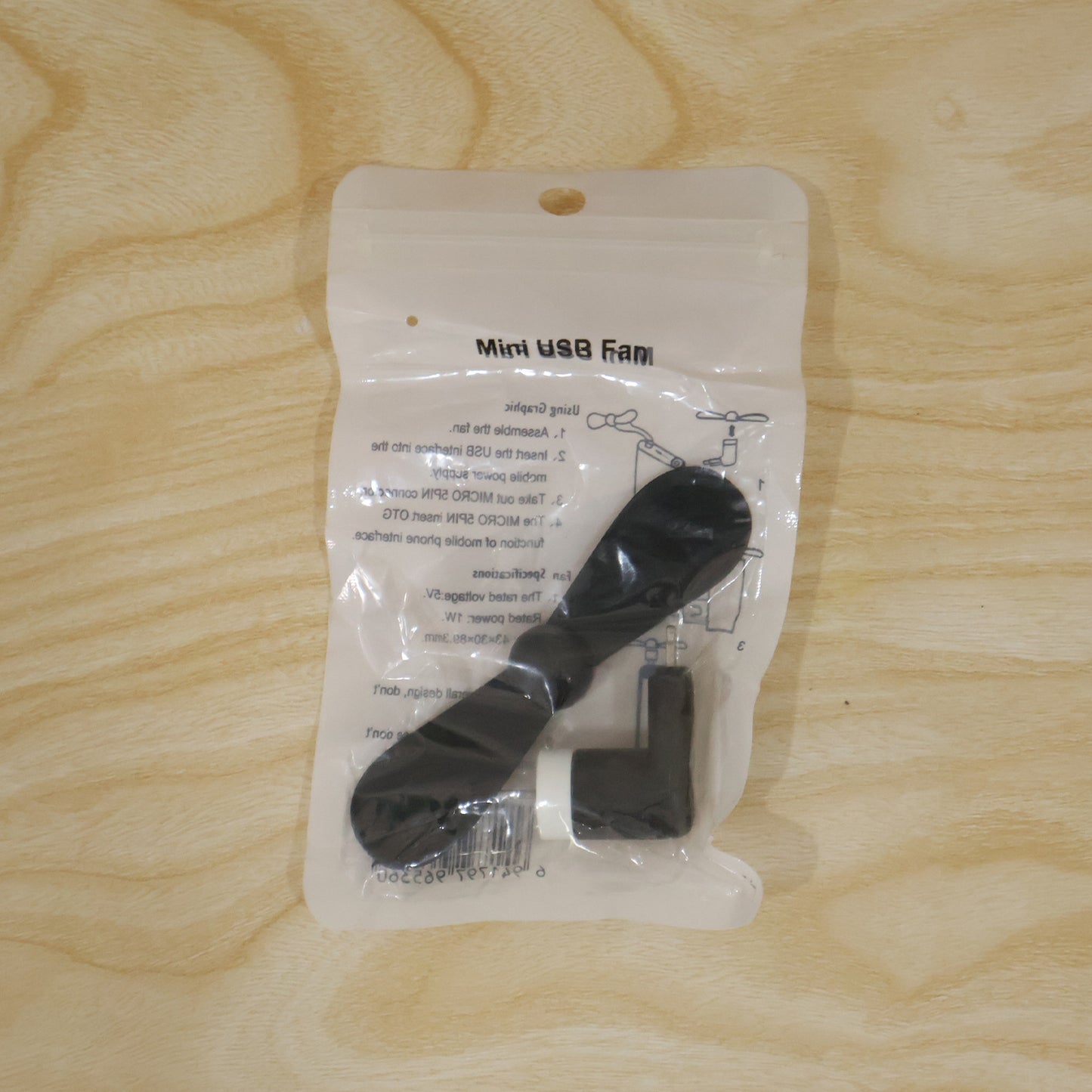 Actual mini USB fan plastic packing live photo