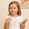 Colorful Plastic Bead Necklace and Bracelet Jewellery Set for Kids Girls (1 Pair)