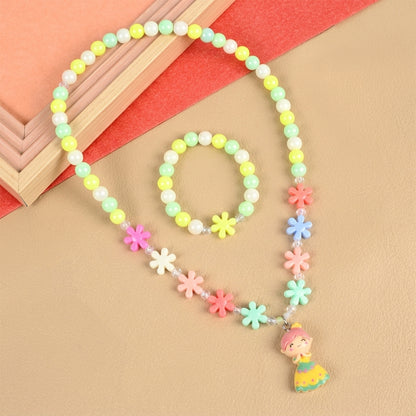 Kids colorful bead necklace and bracelet jewellery set