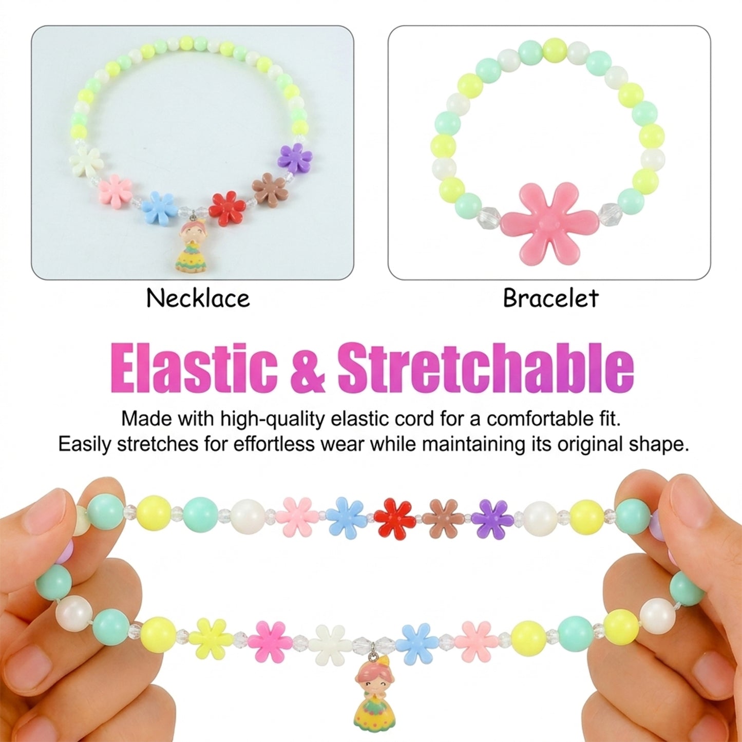 Elastic and stretchable kids jewellery set