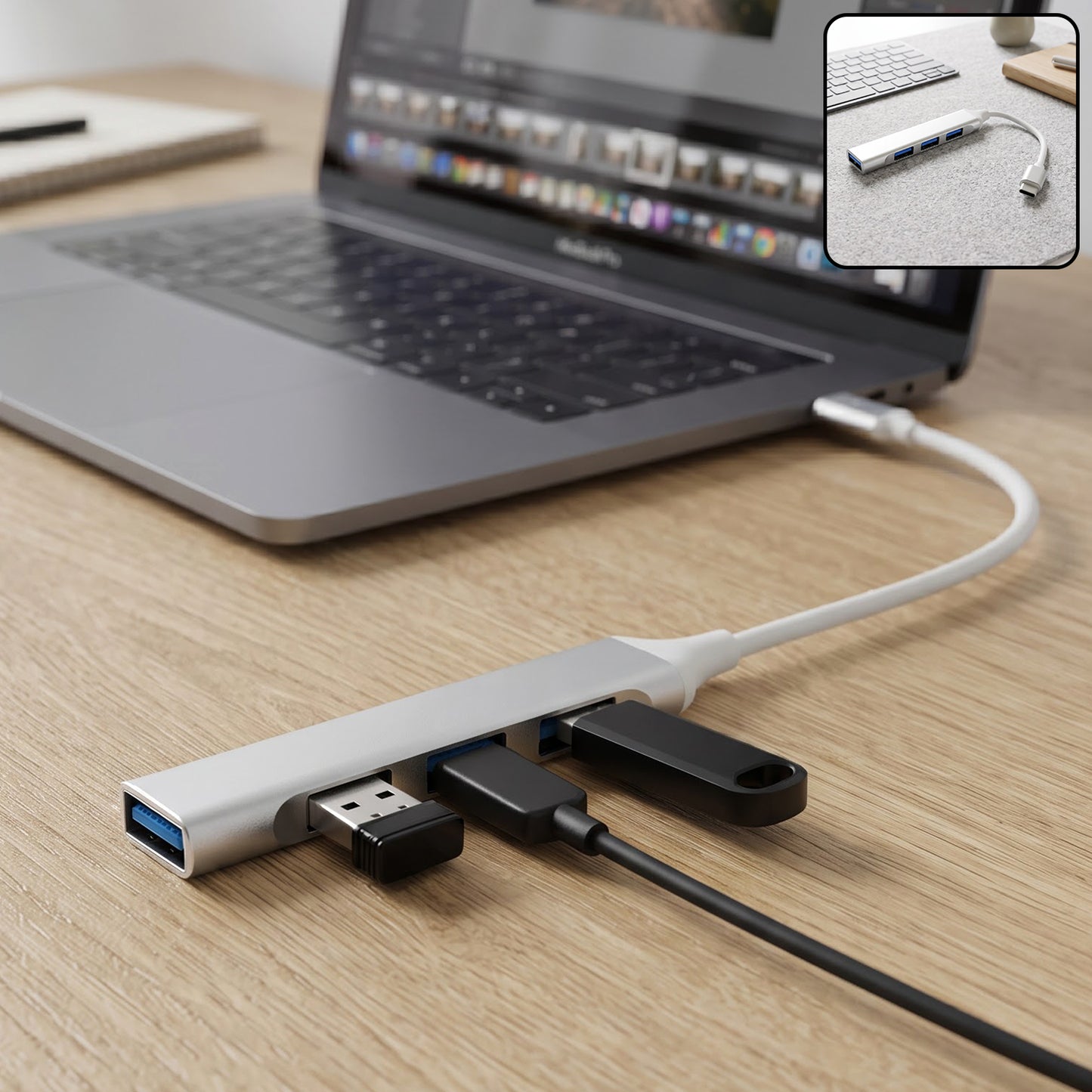 Type C hub connected to laptop