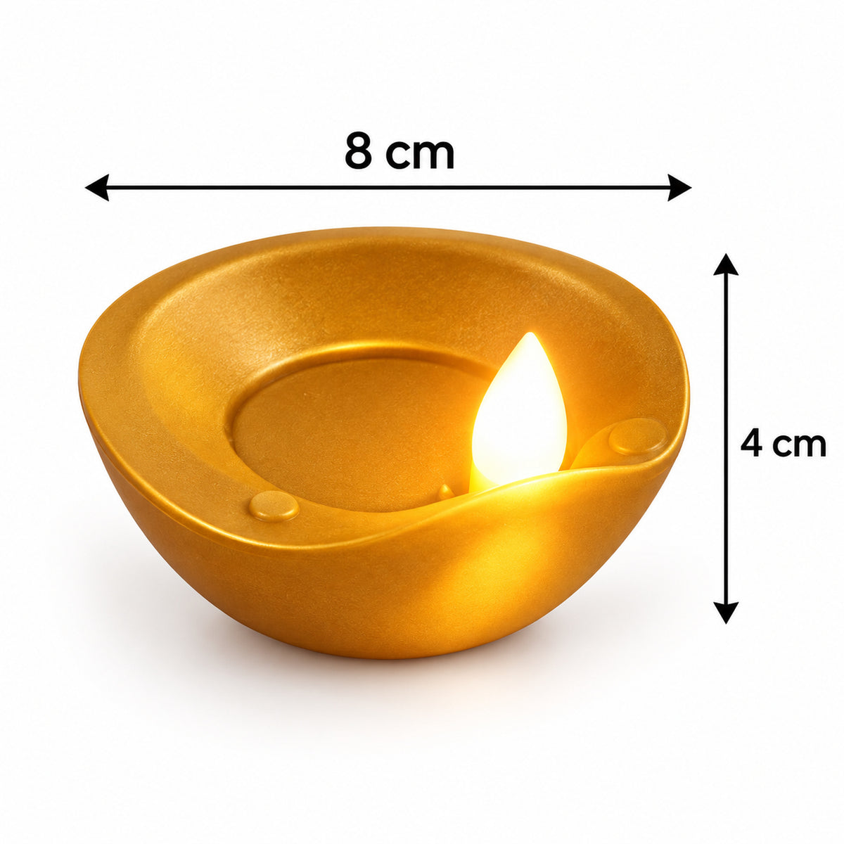 Golden flameless water sensor LED diya approximate dimensions