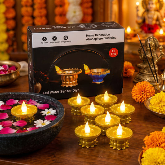 Golden water sensor LED diya -01