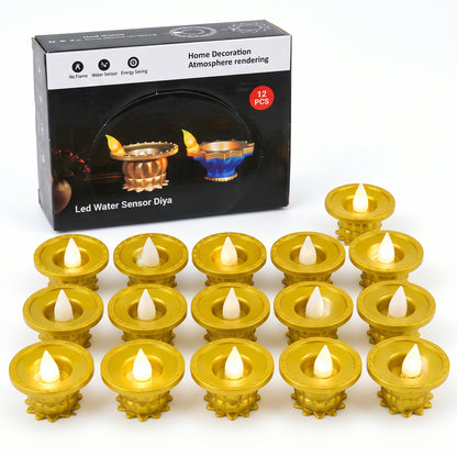 Golden water sensor LED diya 04