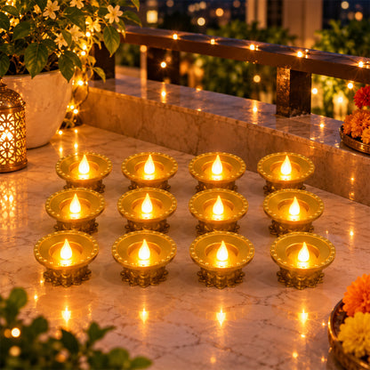 Golden water sensor LED diya 08