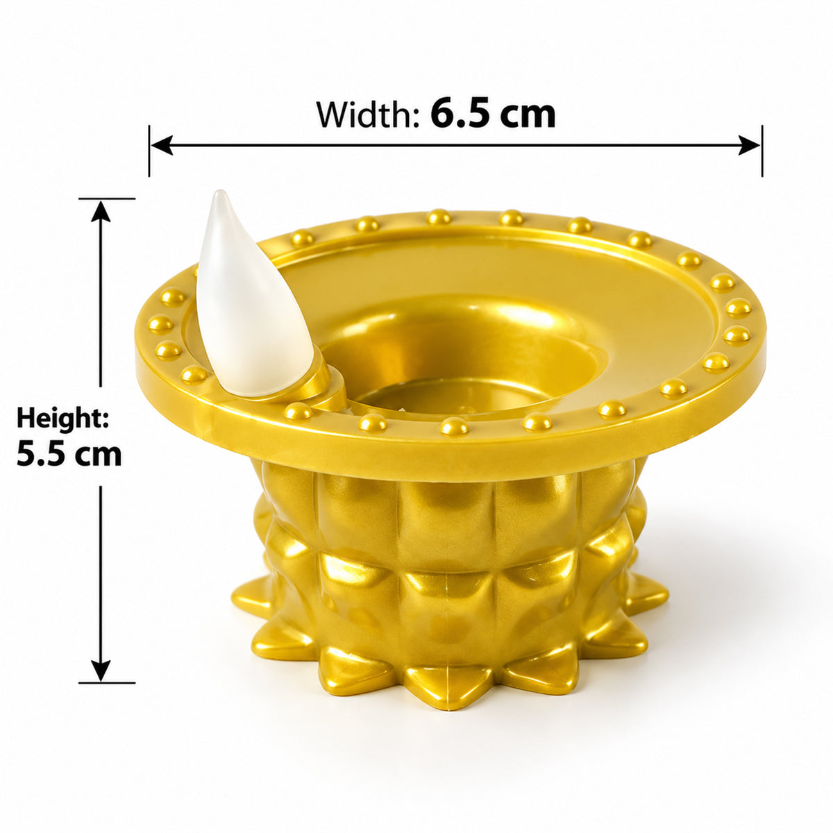 Golden water sensor LED diya approximate dimensions