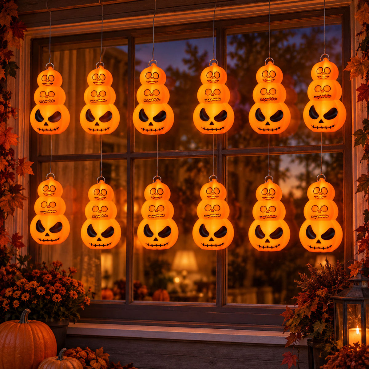 Halloween three tier pumpkin LED lights - window display