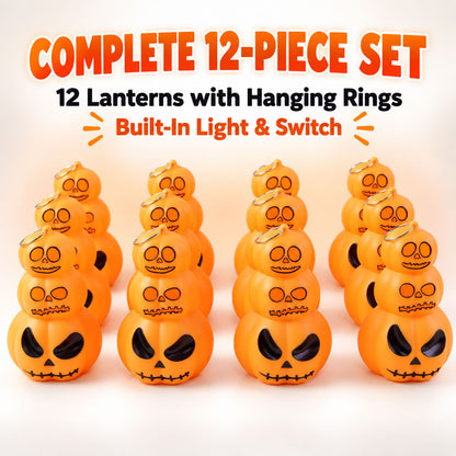 Halloween three tier pumpkin LED lights - 12 Pc set