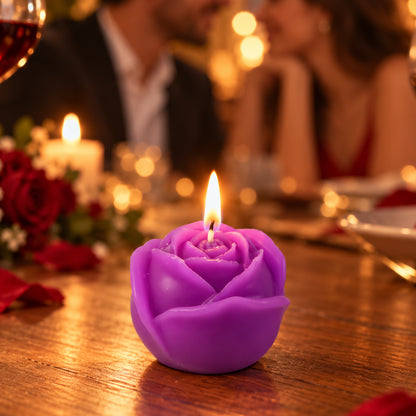 Rose design decorative wax candle 01