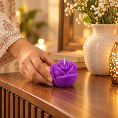 Rose design decorative wax candle 02