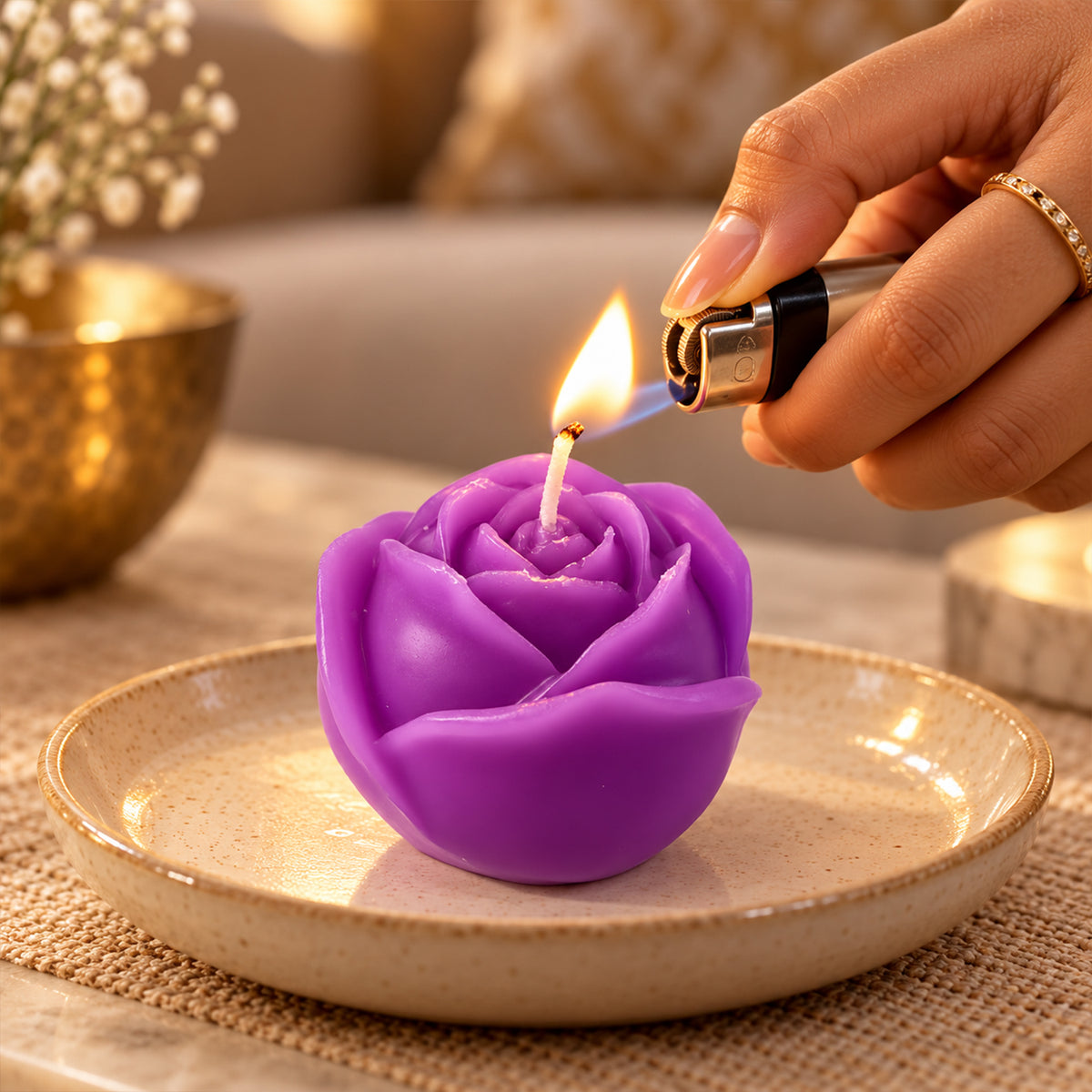 Rose design decorative wax candle 08