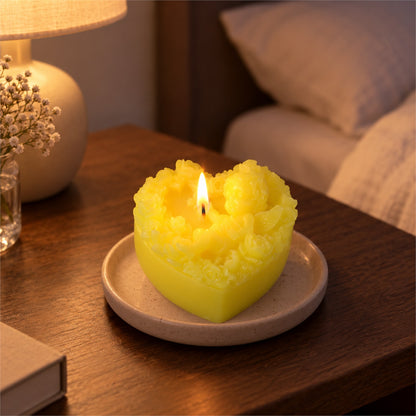 Heart shaped floral decorative wax candle 1 piece 02