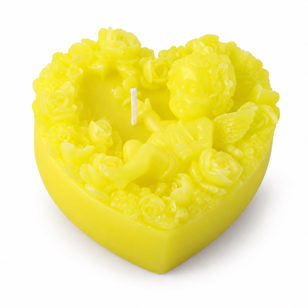 Heart shaped floral decorative wax candle 1 piece 04