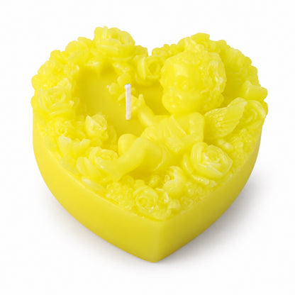 Heart shaped floral decorative wax candle 1 piece 04