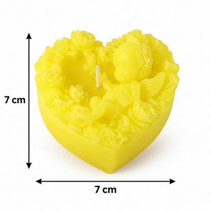Heart shaped floral decorative wax candle 1 piece 06