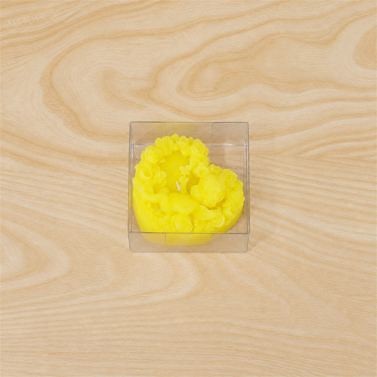 Heart shaped floral decorative wax candle 1 piece 08
