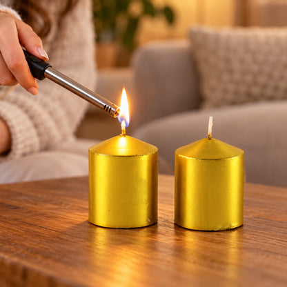 Golden decorative wax pillar candles 03