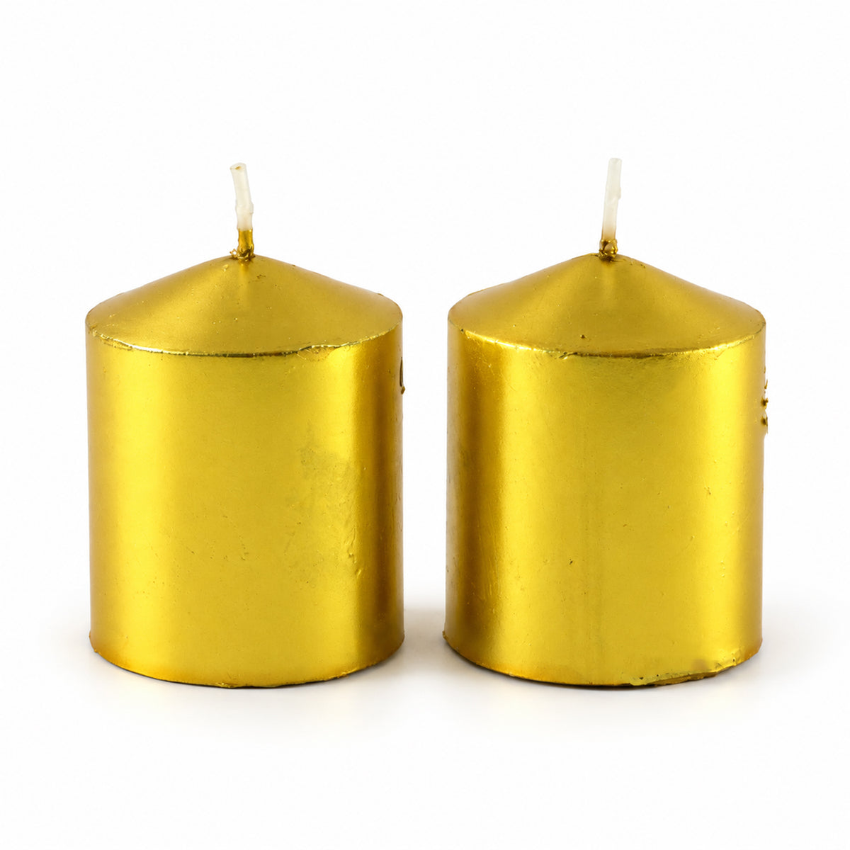 Golden decorative wax pillar candles 05