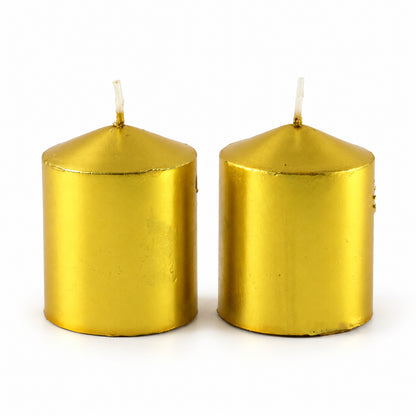Golden decorative wax pillar candles 05