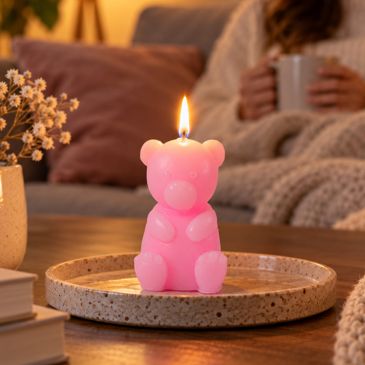 Small teddy bear shape decorative wax candle 01