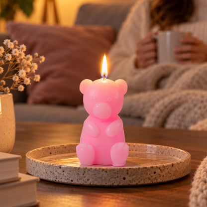 Small teddy bear shape decorative wax candle 01