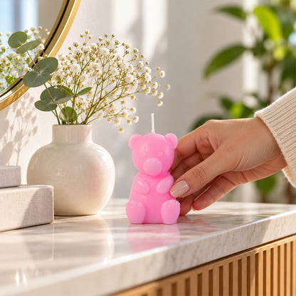 Small teddy bear shape decorative wax candle 02