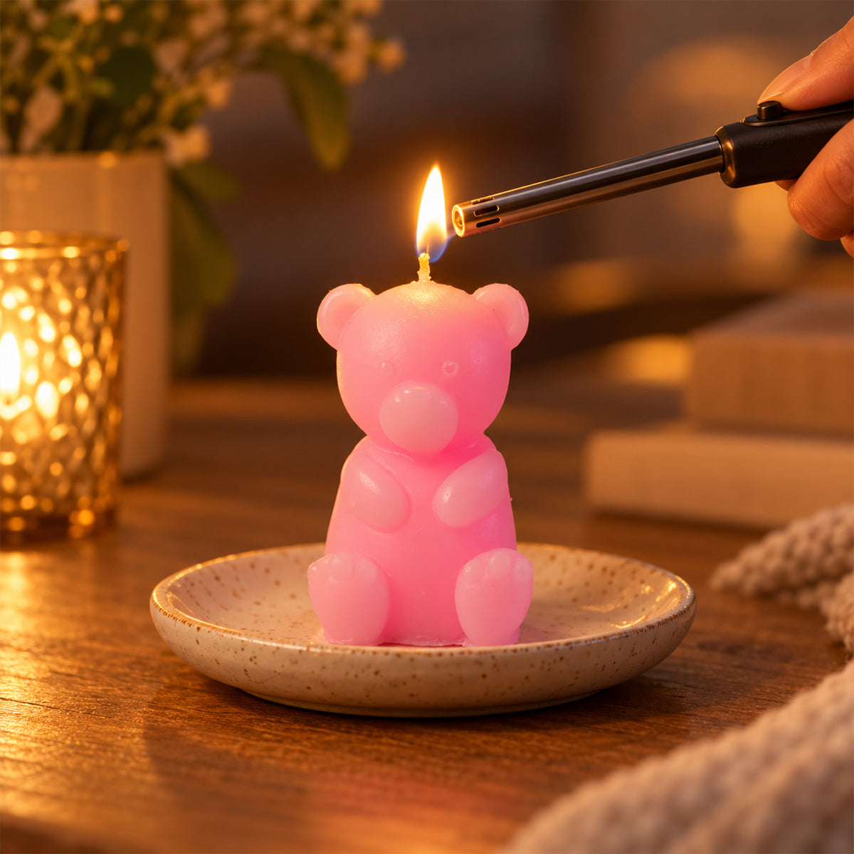 Small teddy bear shape decorative wax candle 03