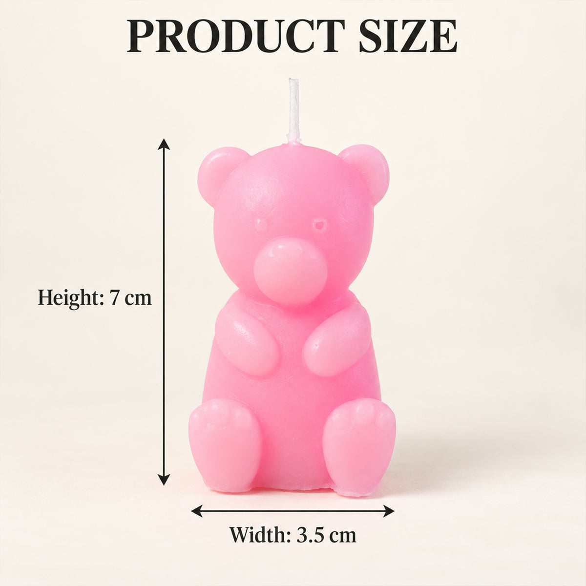 Small teddy bear shape decorative wax candle 7 Cm height and 3.5 Cm width