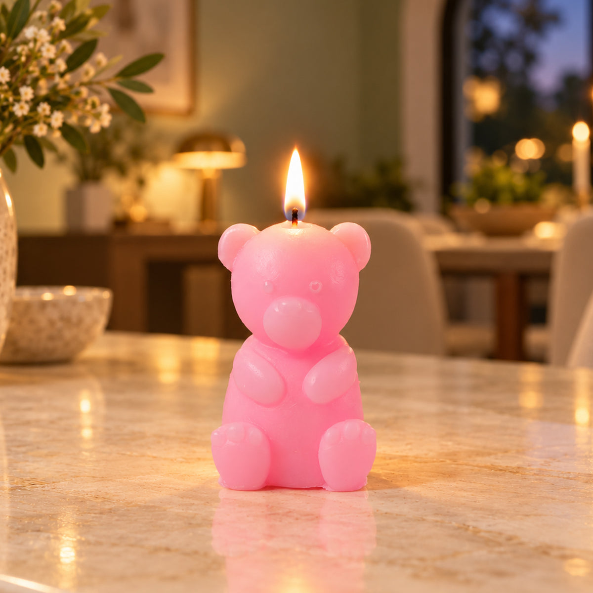 Small teddy bear shape decorative wax candle 08