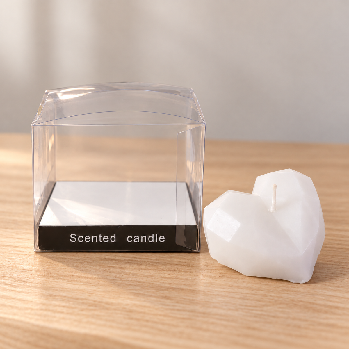 Heart shaped diamond faceted decorative wax candle 1 piece Heart_Candle_01.png