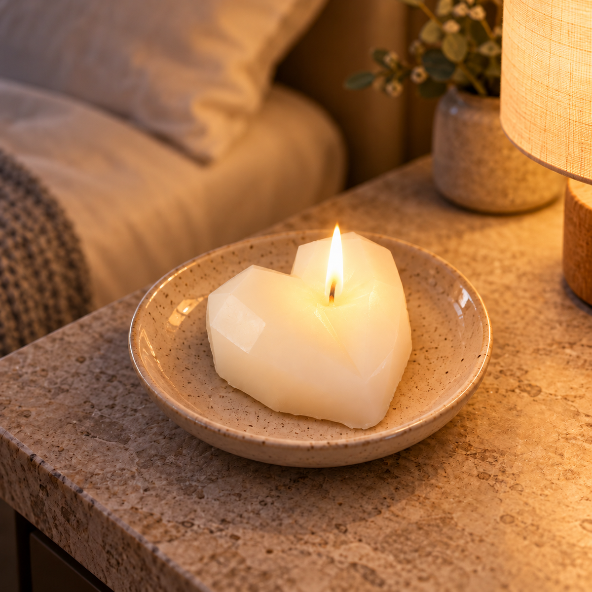 Heart shaped diamond faceted decorative wax candle 1 piece Heart_Candle_02.png