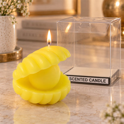 Shell shape scented wax candle with pearl-style centre 01