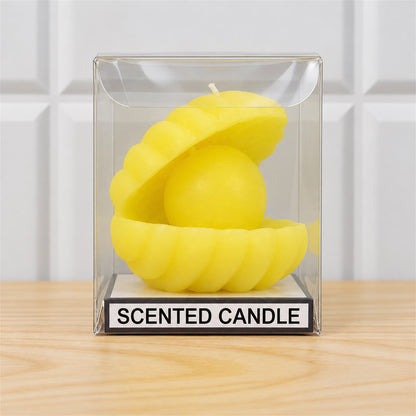 Shell shape scented wax candle with pearl-style centre actual product