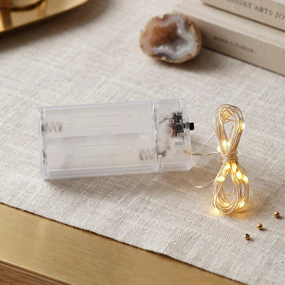 String LED set with transparent battery box