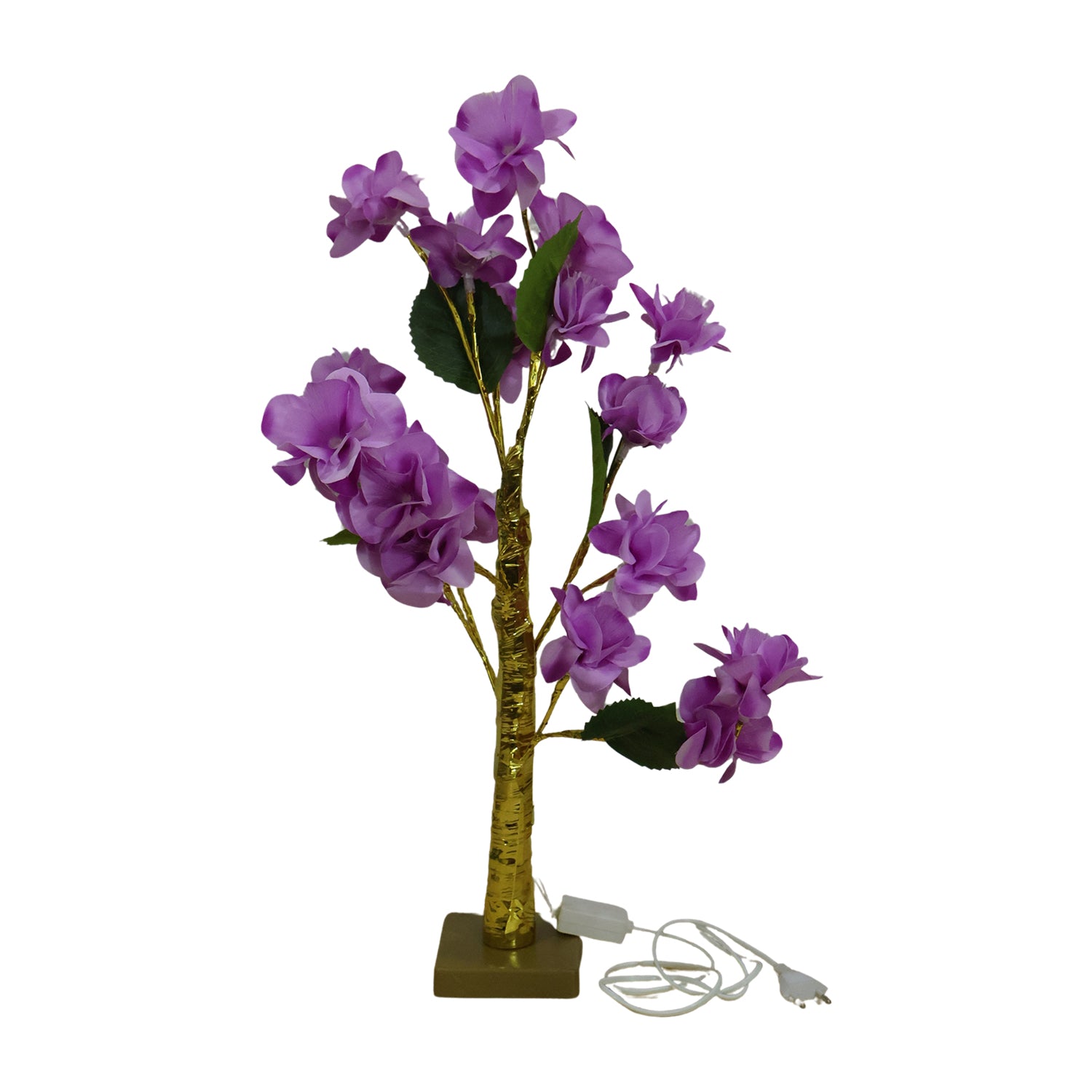 Artificial flower LED decorative lamp on white background