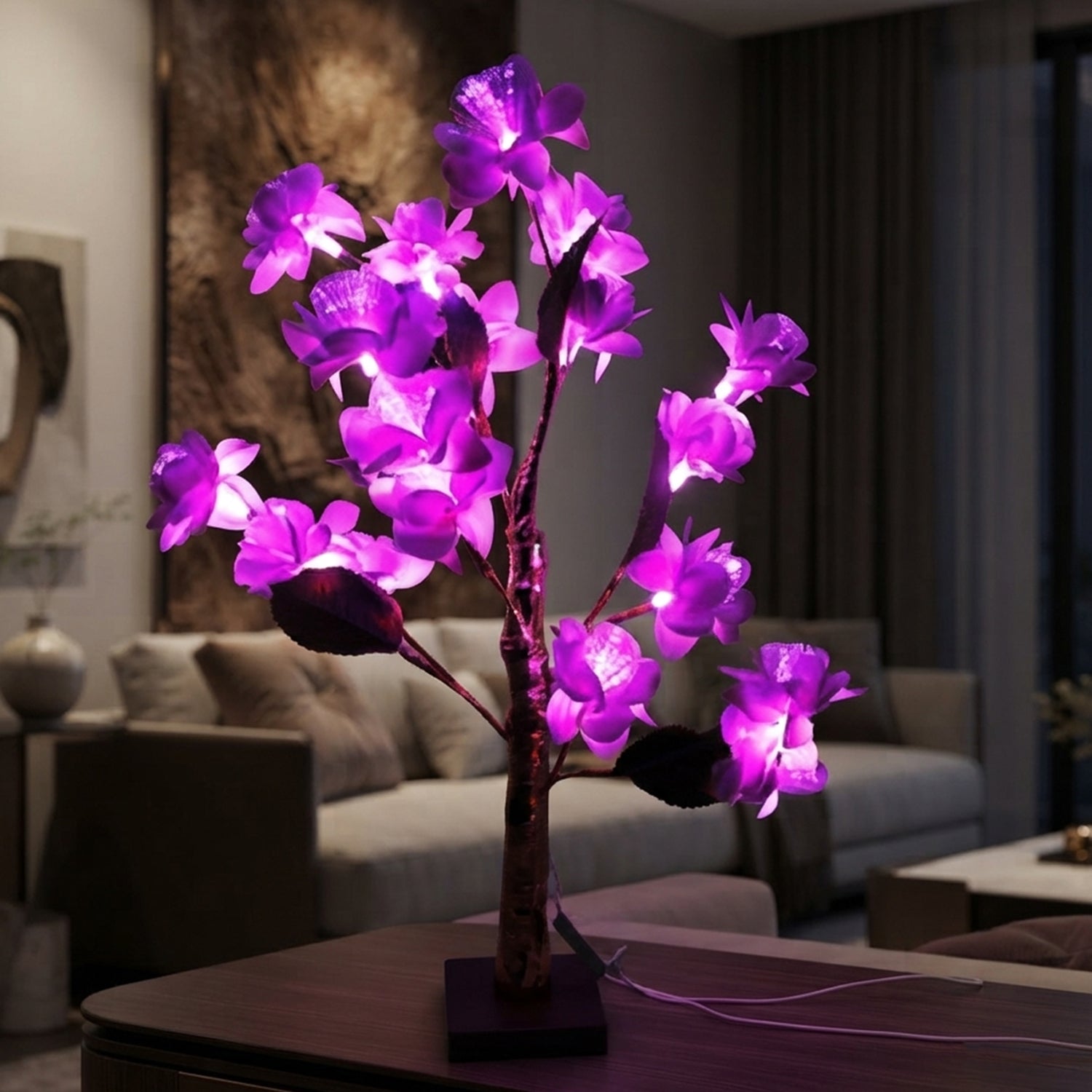 Glowing artificial flower decorative table lamp