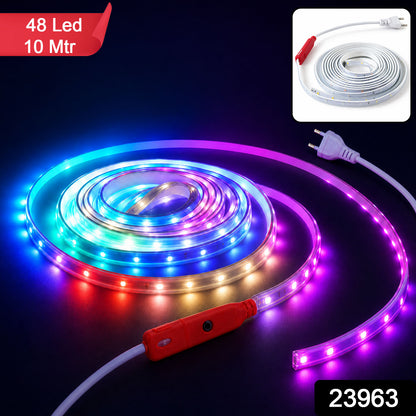 LED Rope Light 10 Metre with Plug and Switch Multicolour Strip (1 Pc)