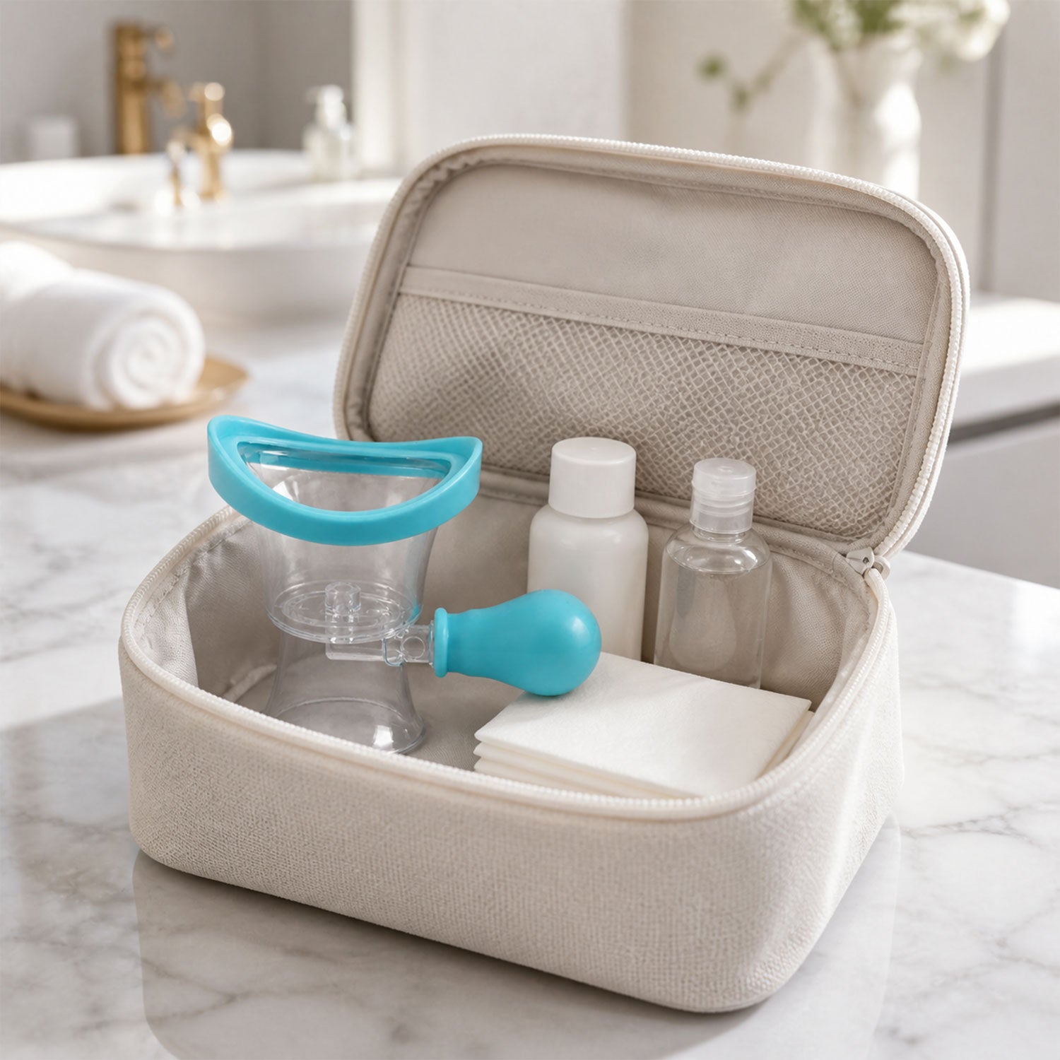 Compact eye wash cup for travel storage