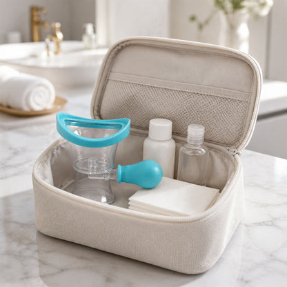 Compact eye wash cup for travel storage