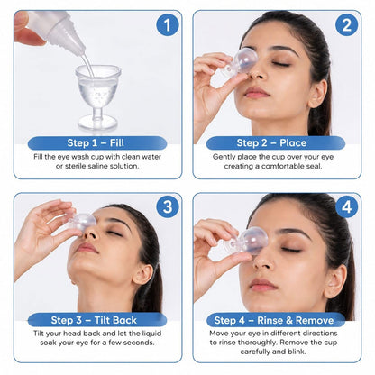 Eye wash cup usage instructions