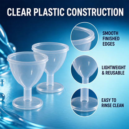 Clear plastic reusable eye wash cup construction