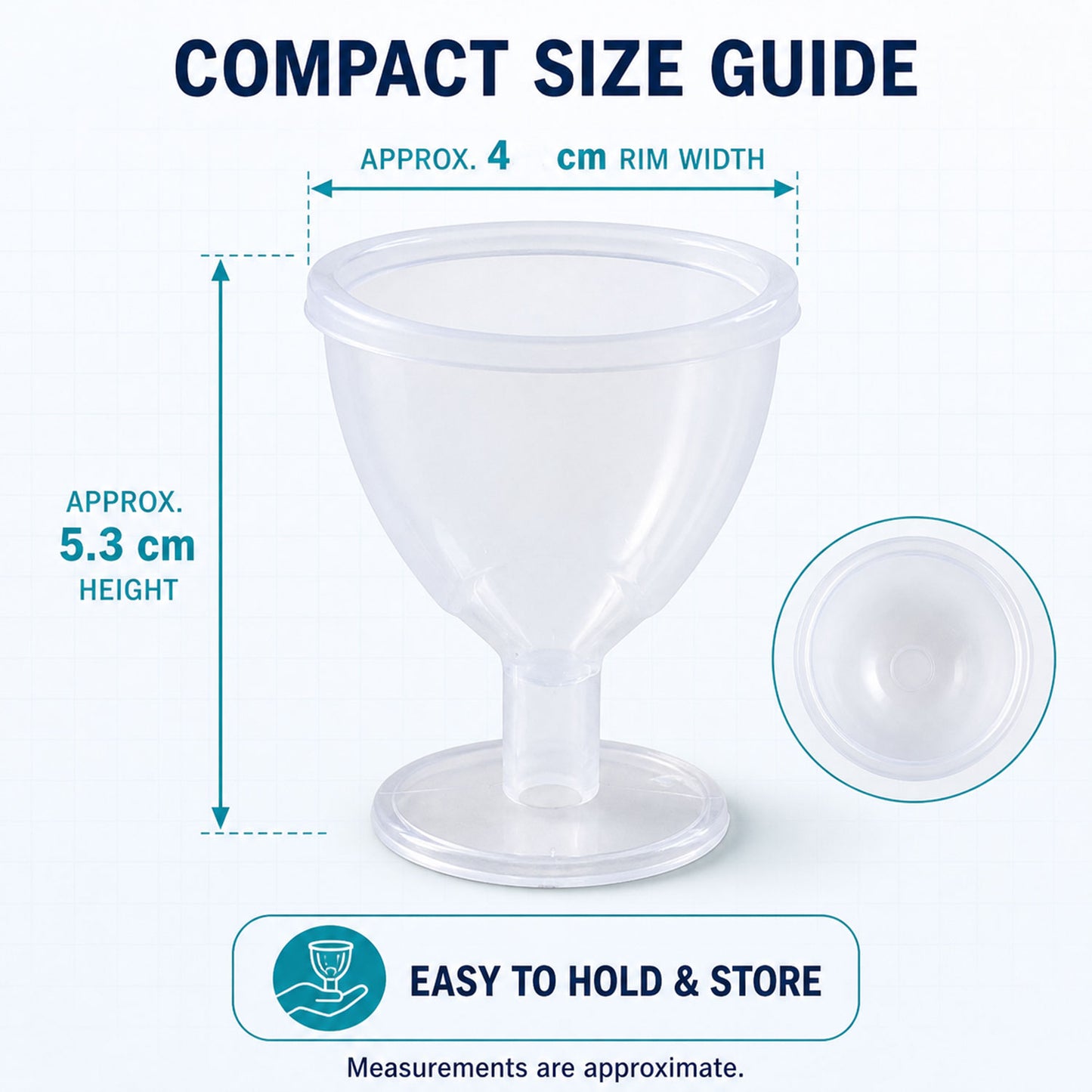 Transparent eye wash cup size and dimensions