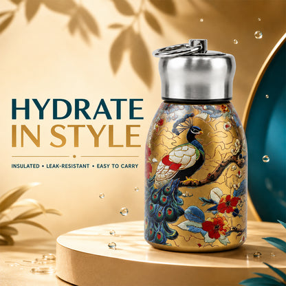 Insulated peacock design water bottle feature image