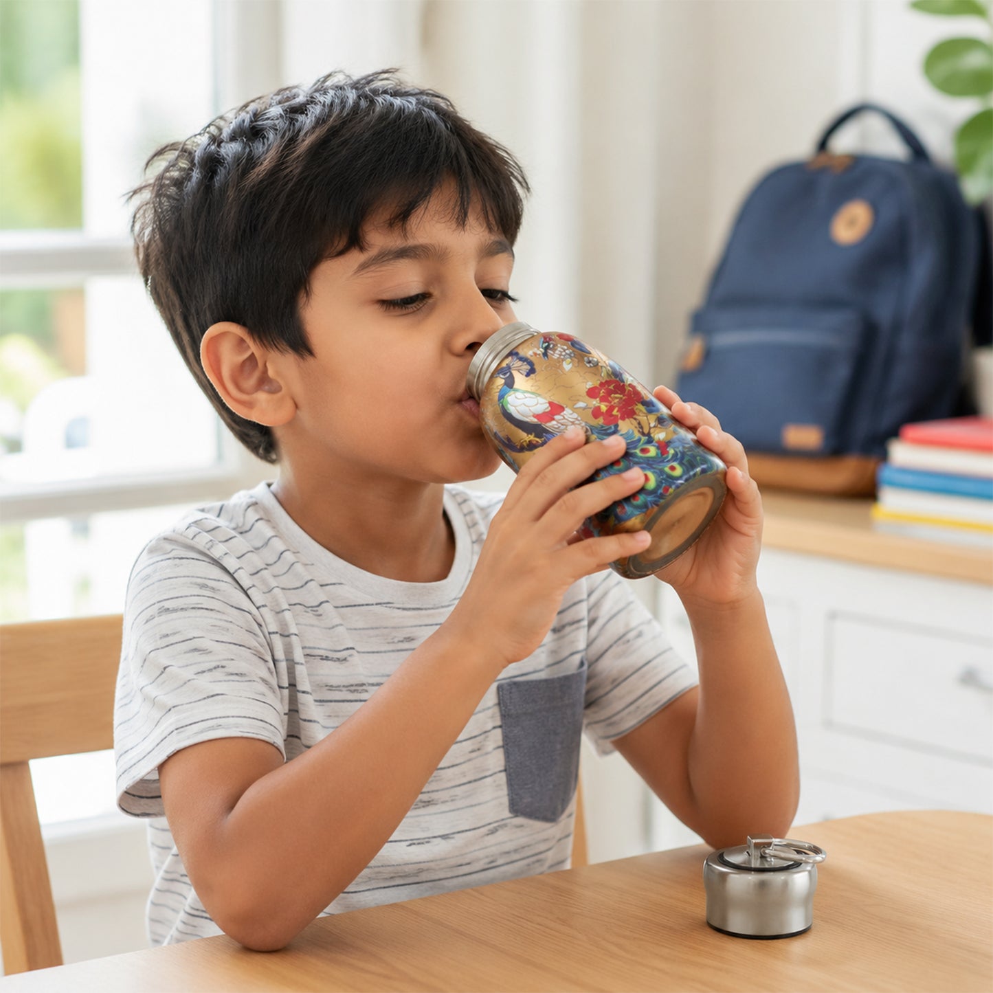 Kids using stainless steel vacuum water bottle