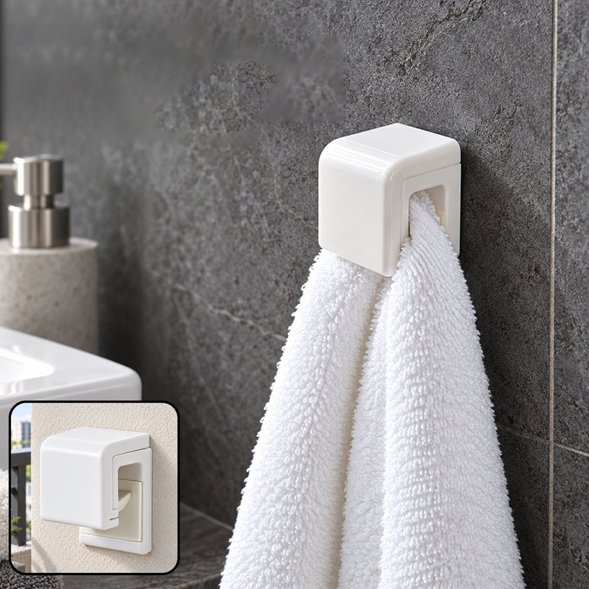 Wall mounted push type towel holder image 1